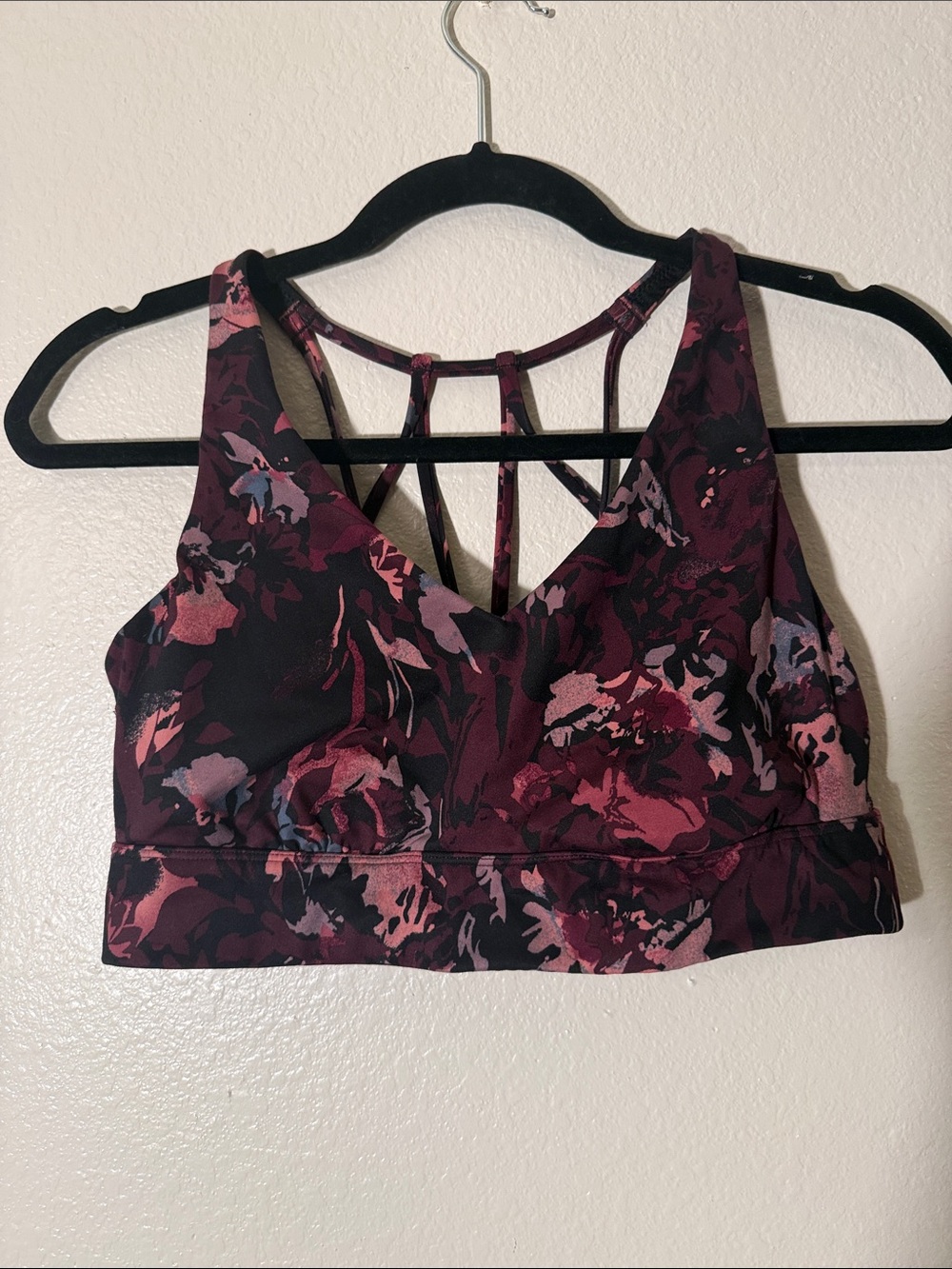 all in motion Floral Strappy Sports Bra - Burgundy & Pink